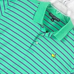 Masters Collection Polo Shirt Mens XL Green Striped Embroidered Augusta National